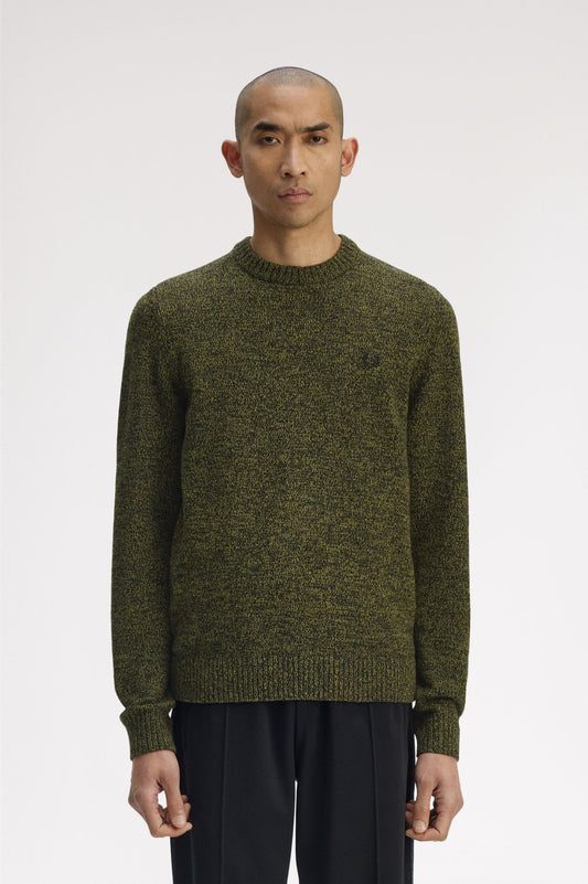 Fred Perry - TWISTED MARL JUMPER - Anchor Grey/Tennisball Yellow/Black