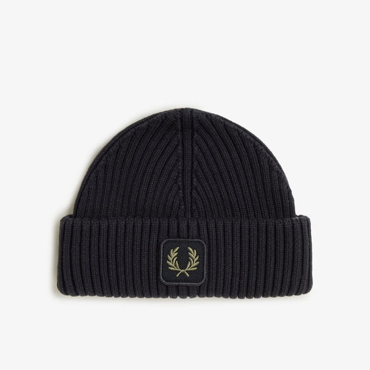 Fred Perry_Cotton Rib Beanie_C1138_Black