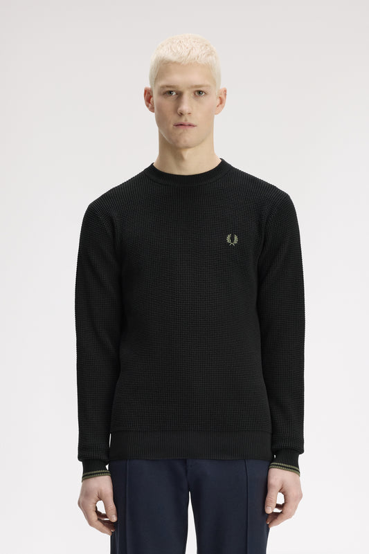 Fred Perry_ Waffle Stitch Jumper_K6507_Schwarz