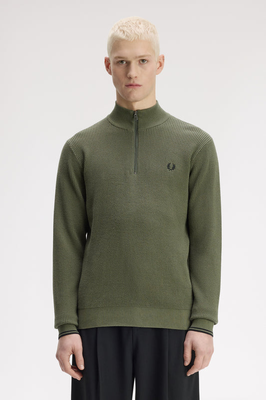 Fred Perry_ Waffle Stitch Jumper_K8557_Laurel Wreath Green