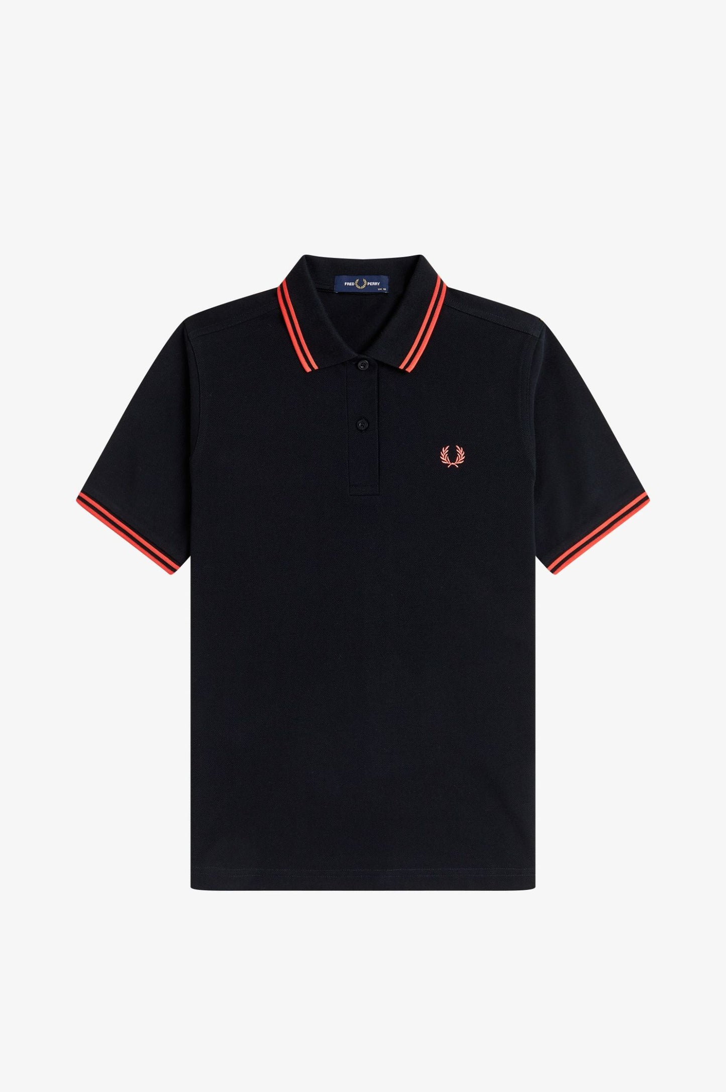 Fred Perry - W' TWIN TIPPED POLO SHIRT - Black/Flamingo Tan