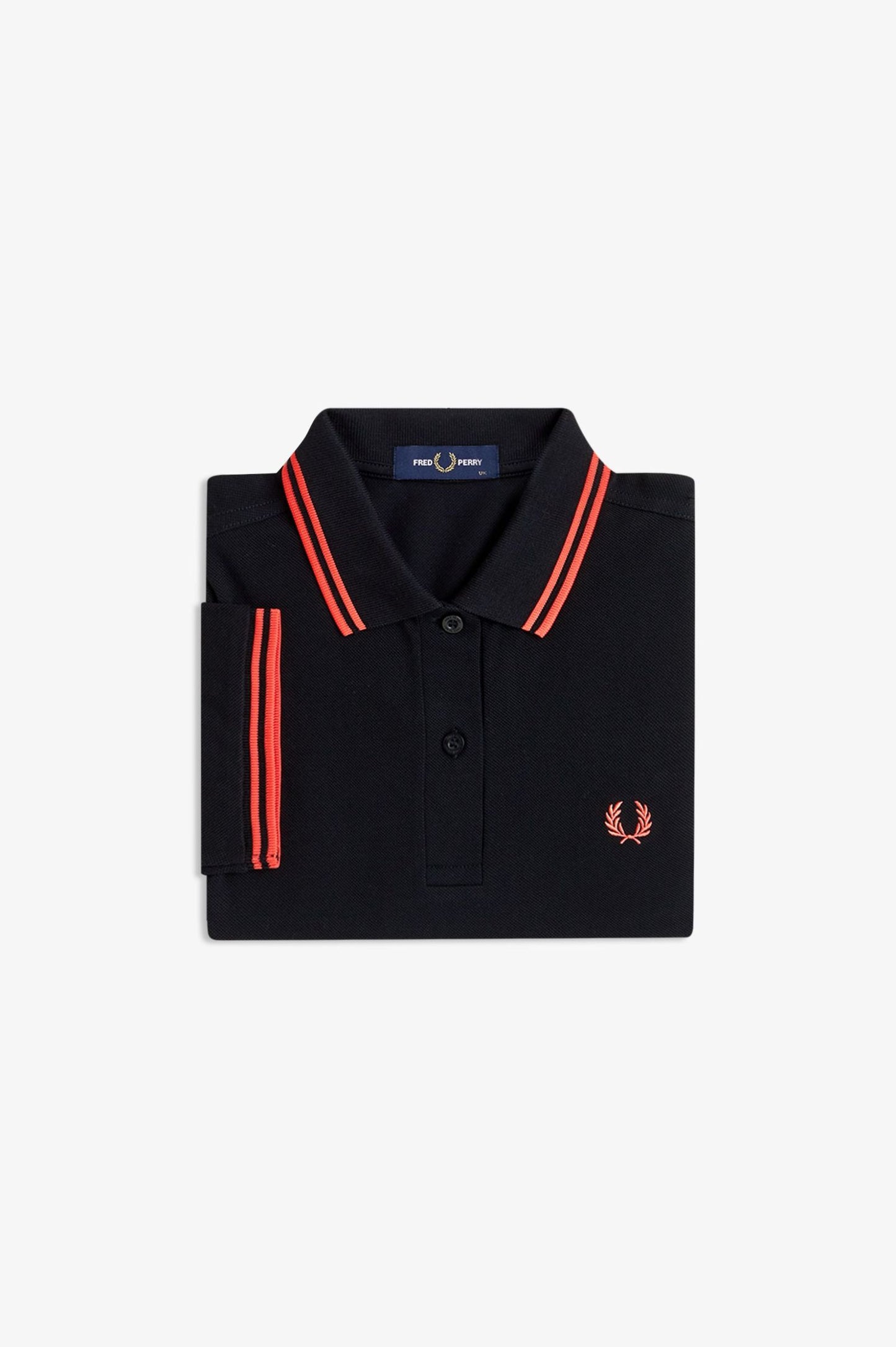 Fred Perry - W' TWIN TIPPED POLO SHIRT - Black/Flamingo Tan