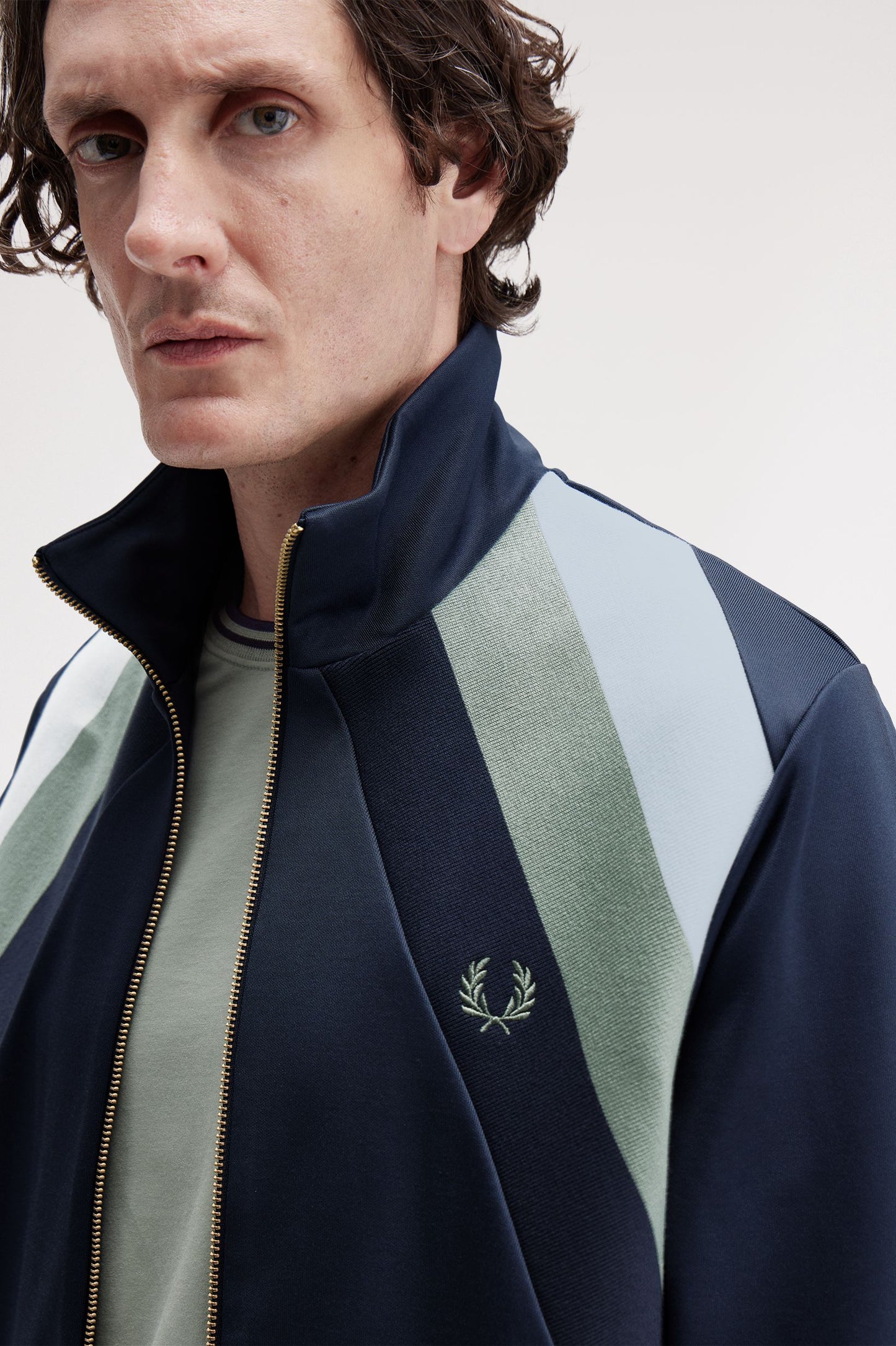 Fred Perry - STRIPED PANEL TRACK JACKET - Dark Airforce
