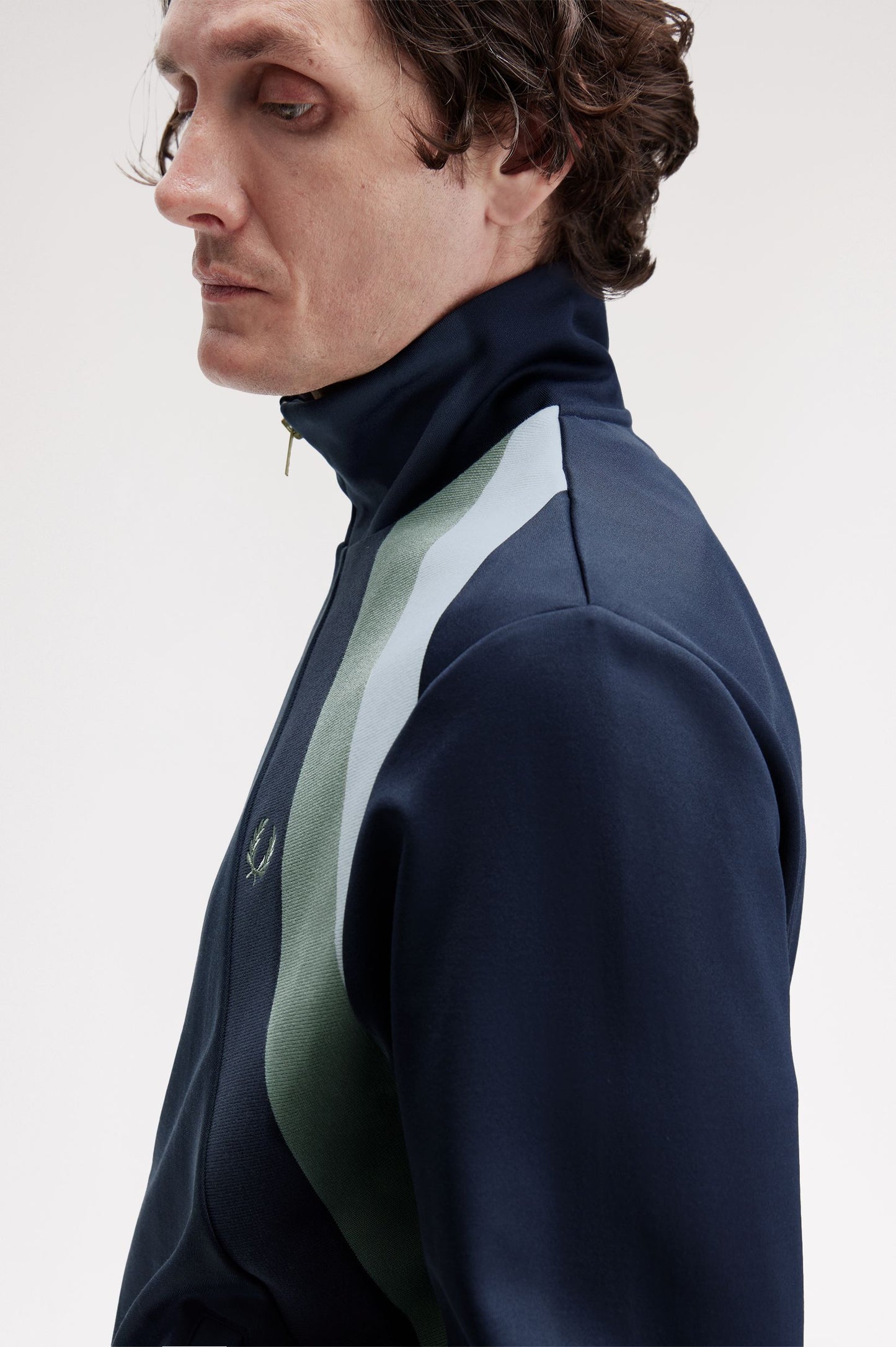 Fred Perry - STRIPED PANEL TRACK JACKET - Dark Airforce