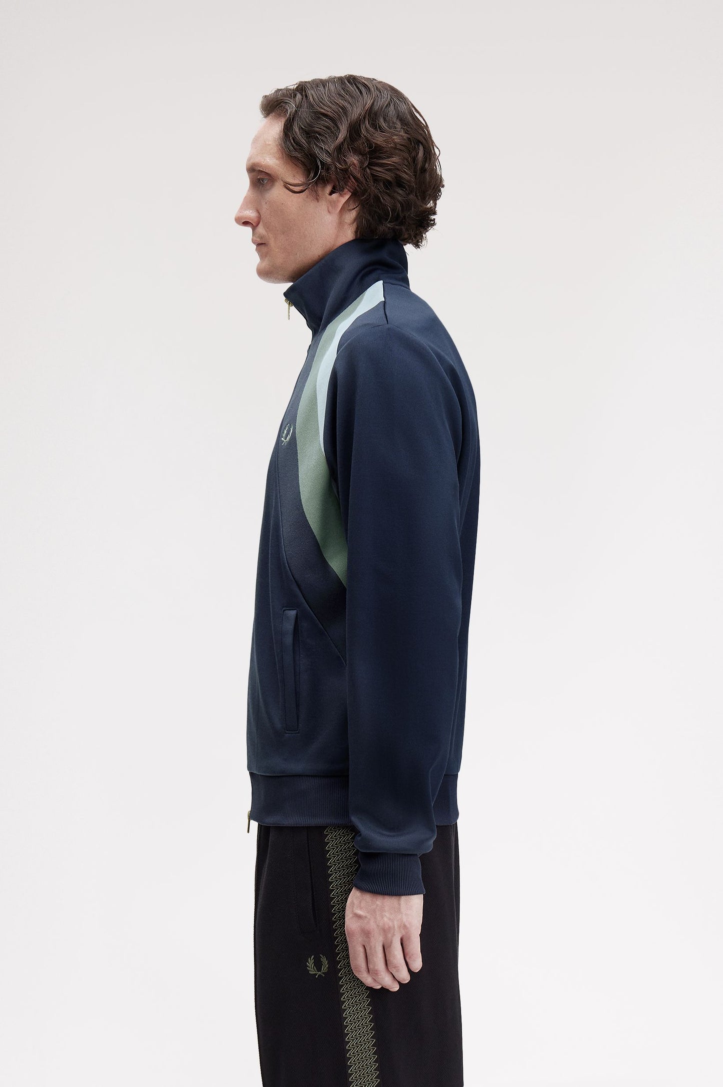 Fred Perry - STRIPED PANEL TRACK JACKET - Dark Airforce