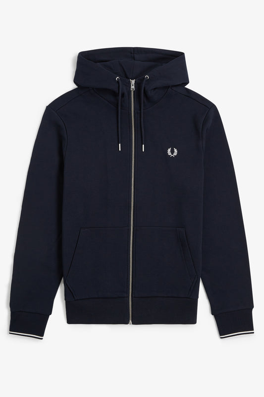 Fred Perry - HOODED ZIP TROUGH - Navy