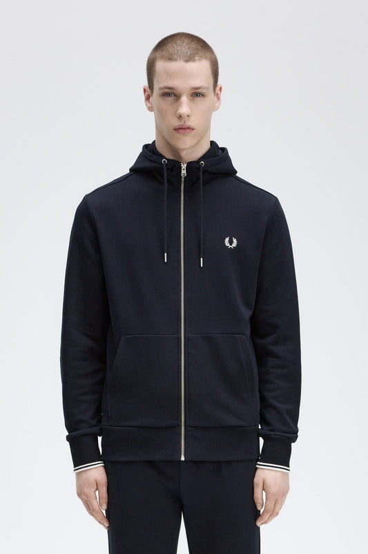 Fred Perry - HOODED ZIP TROUGH - Navy
