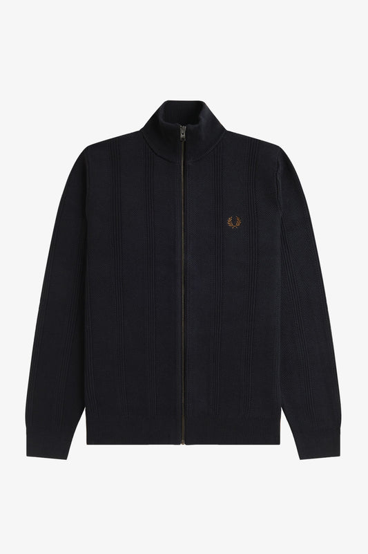 Fred Perry - TEXTURED ZIP THROUGH CARDIGAN - Black
