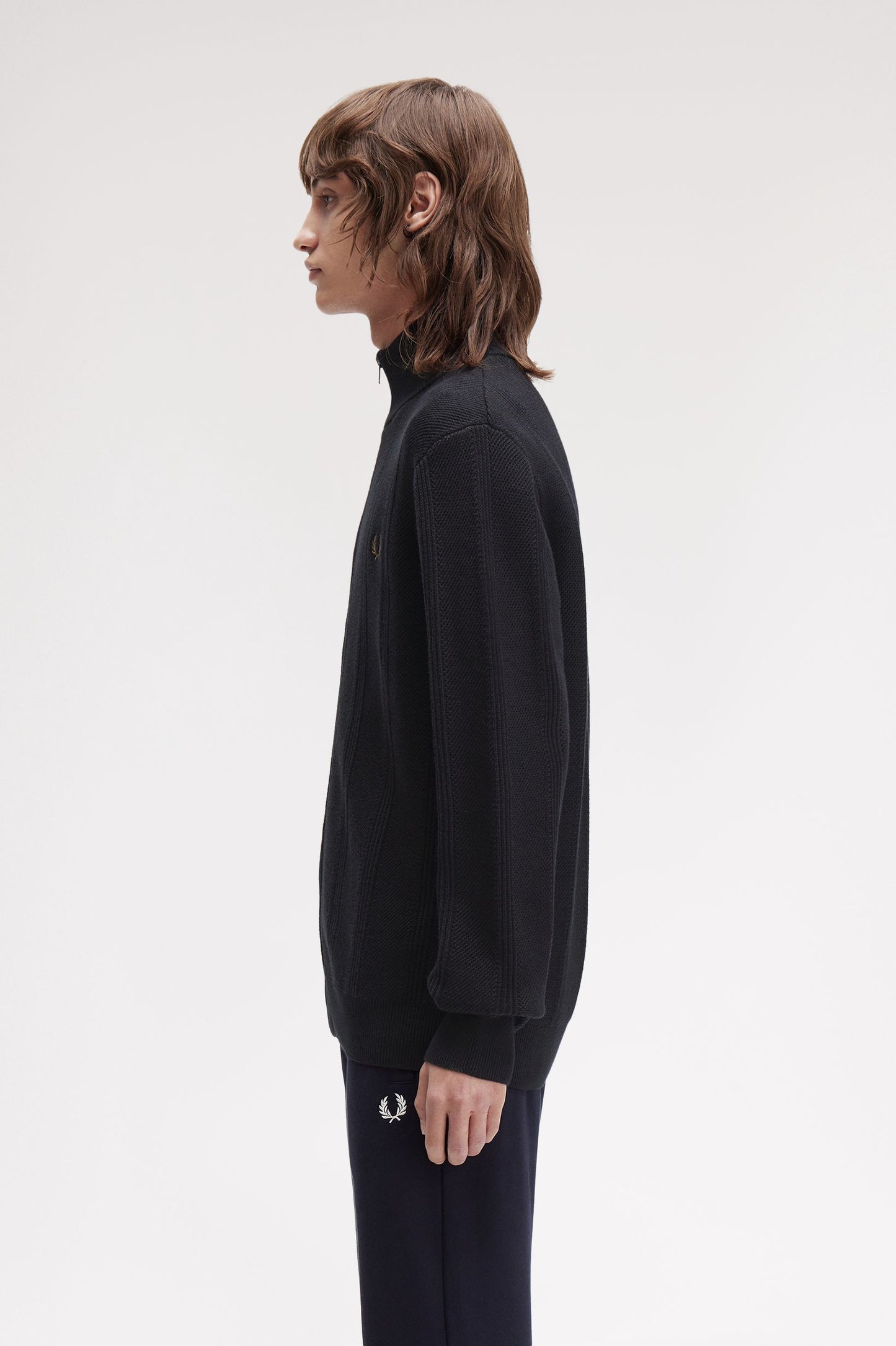 Fred Perry - TEXTURED ZIP THROUGH CARDIGAN - Black