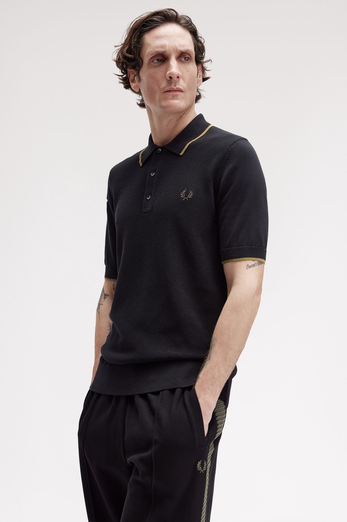 Fred Perry - PIQUÈ STRICKHEMD - Black