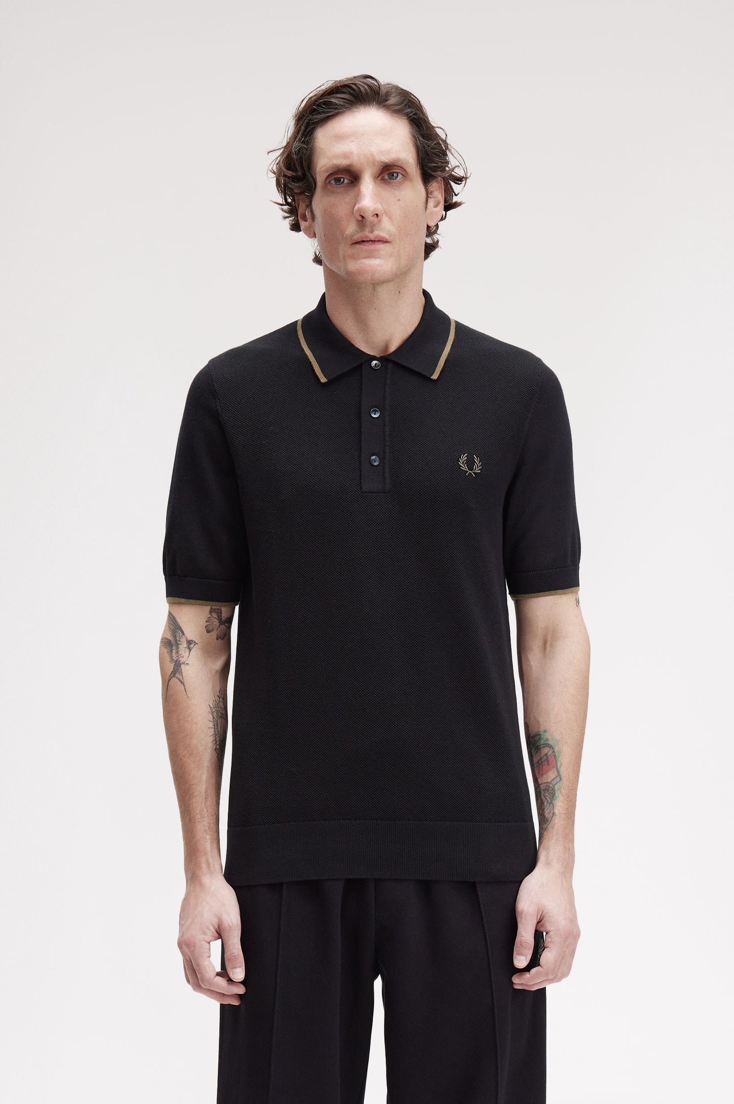 Fred Perry - PIQUÈ STRICKHEMD - Black