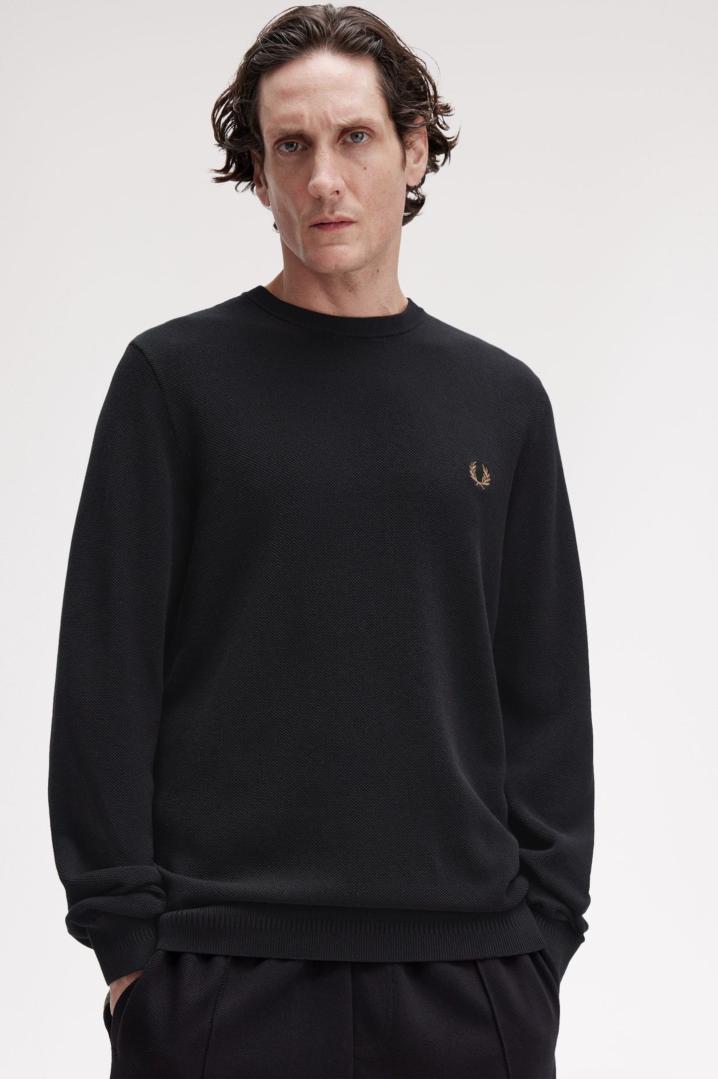 Fred Perry PIQUE STITCH JUMPER - Black