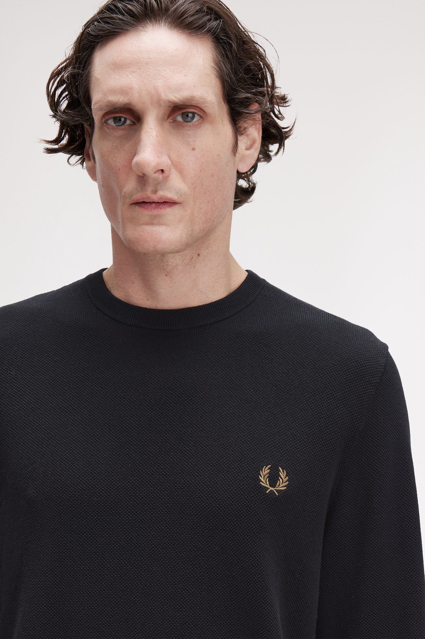 Fred Perry PIQUE STITCH JUMPER - Black