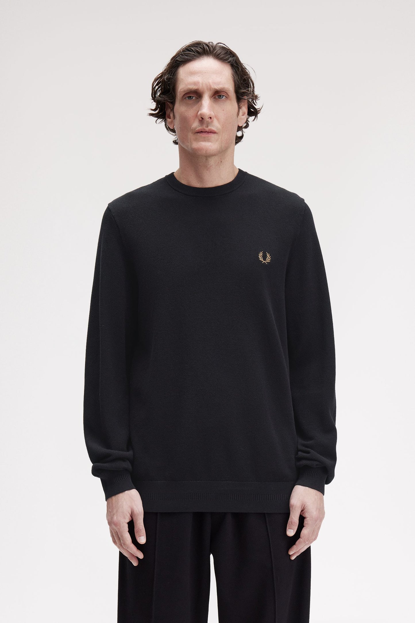 Fred Perry PIQUE STITCH JUMPER - Black