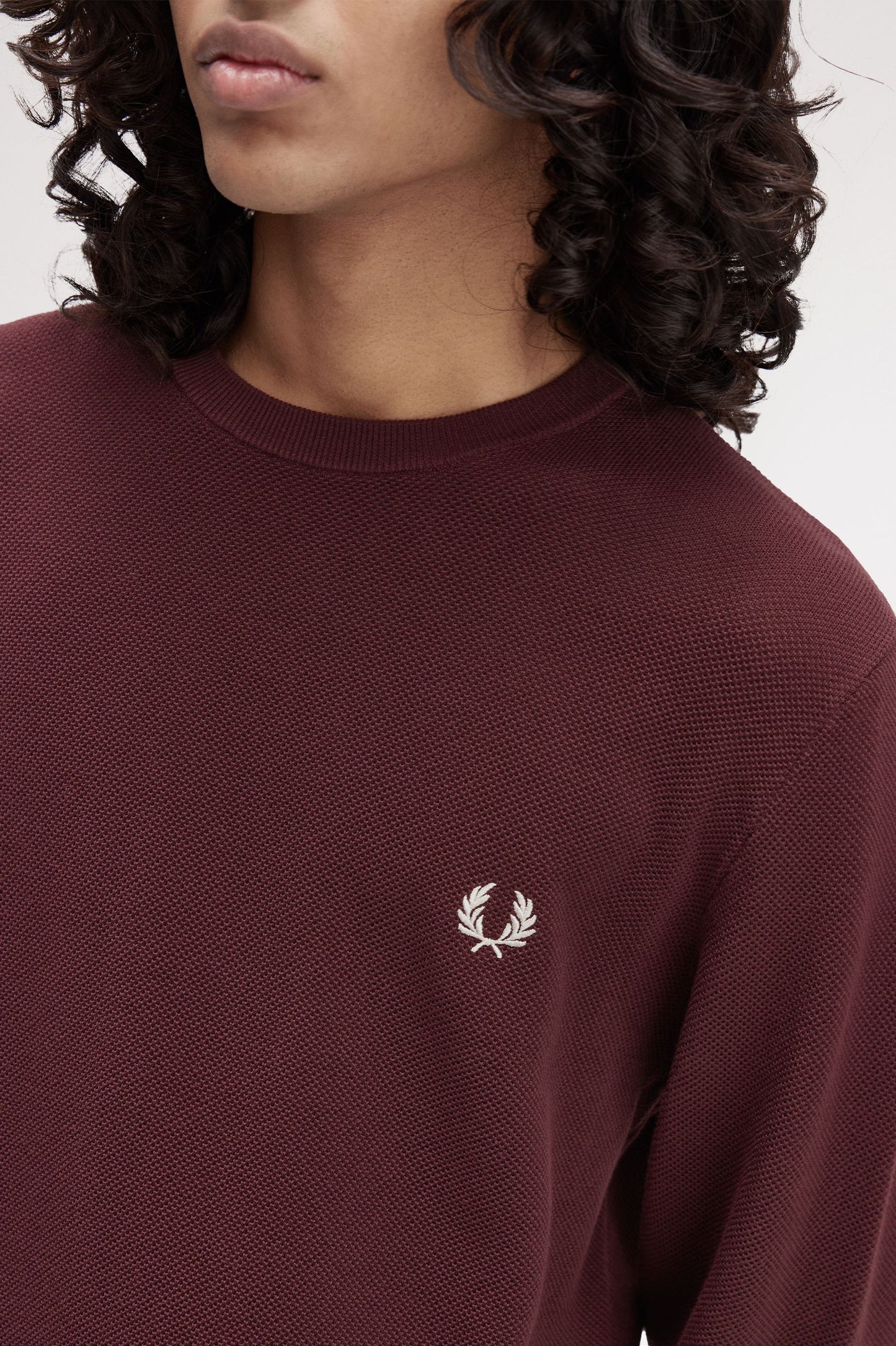 Fred Perry PIQUE STITCH JUMPER - Oxblood