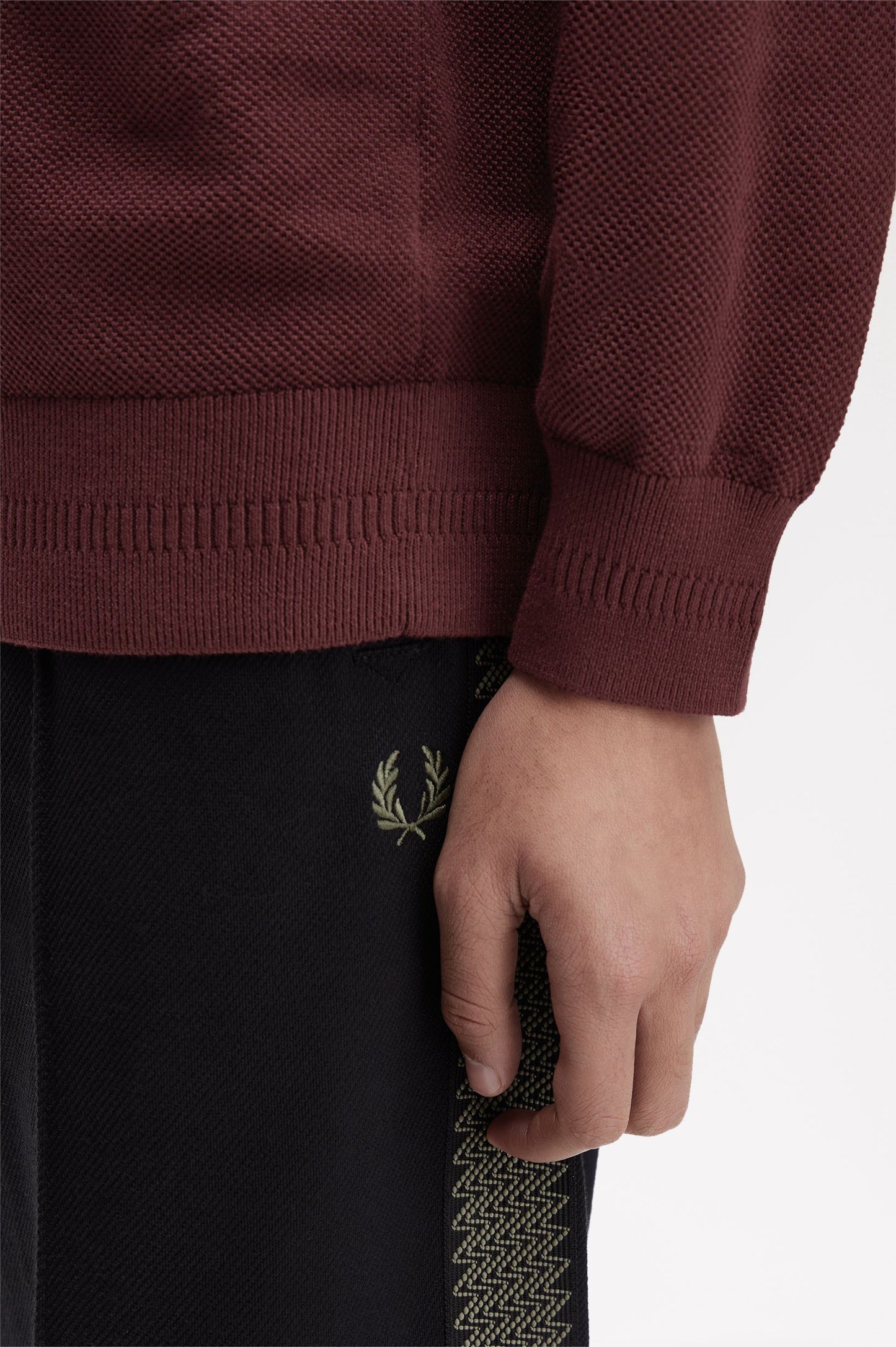 Fred Perry PIQUE STITCH JUMPER - Oxblood