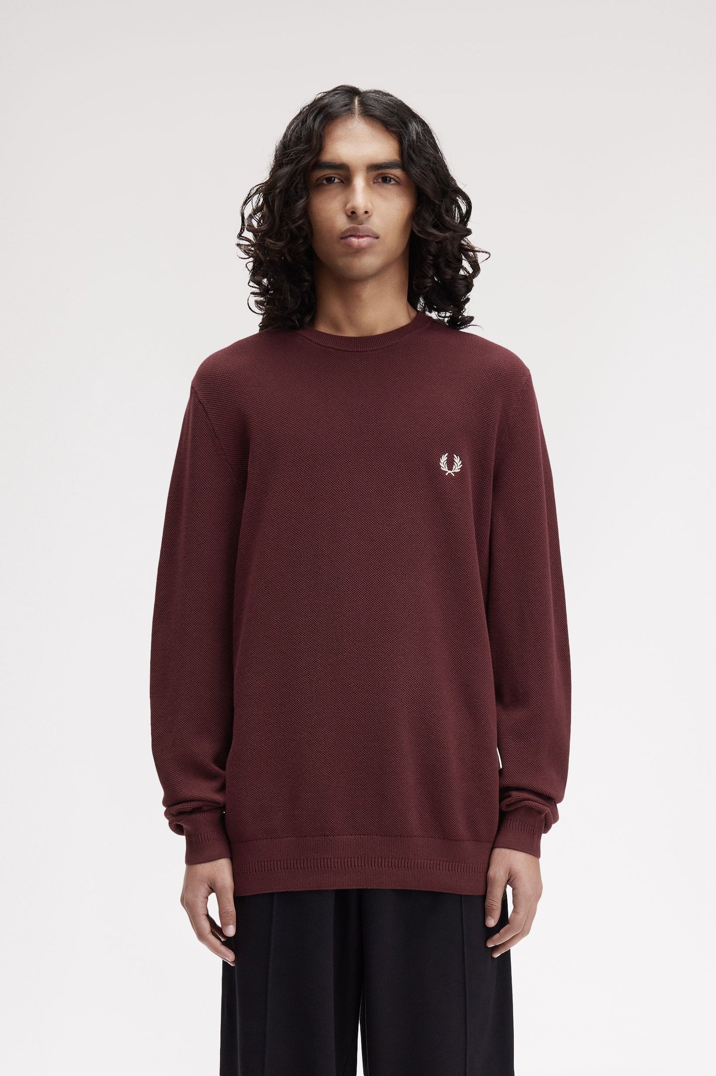 Fred Perry PIQUE STITCH JUMPER - Oxblood
