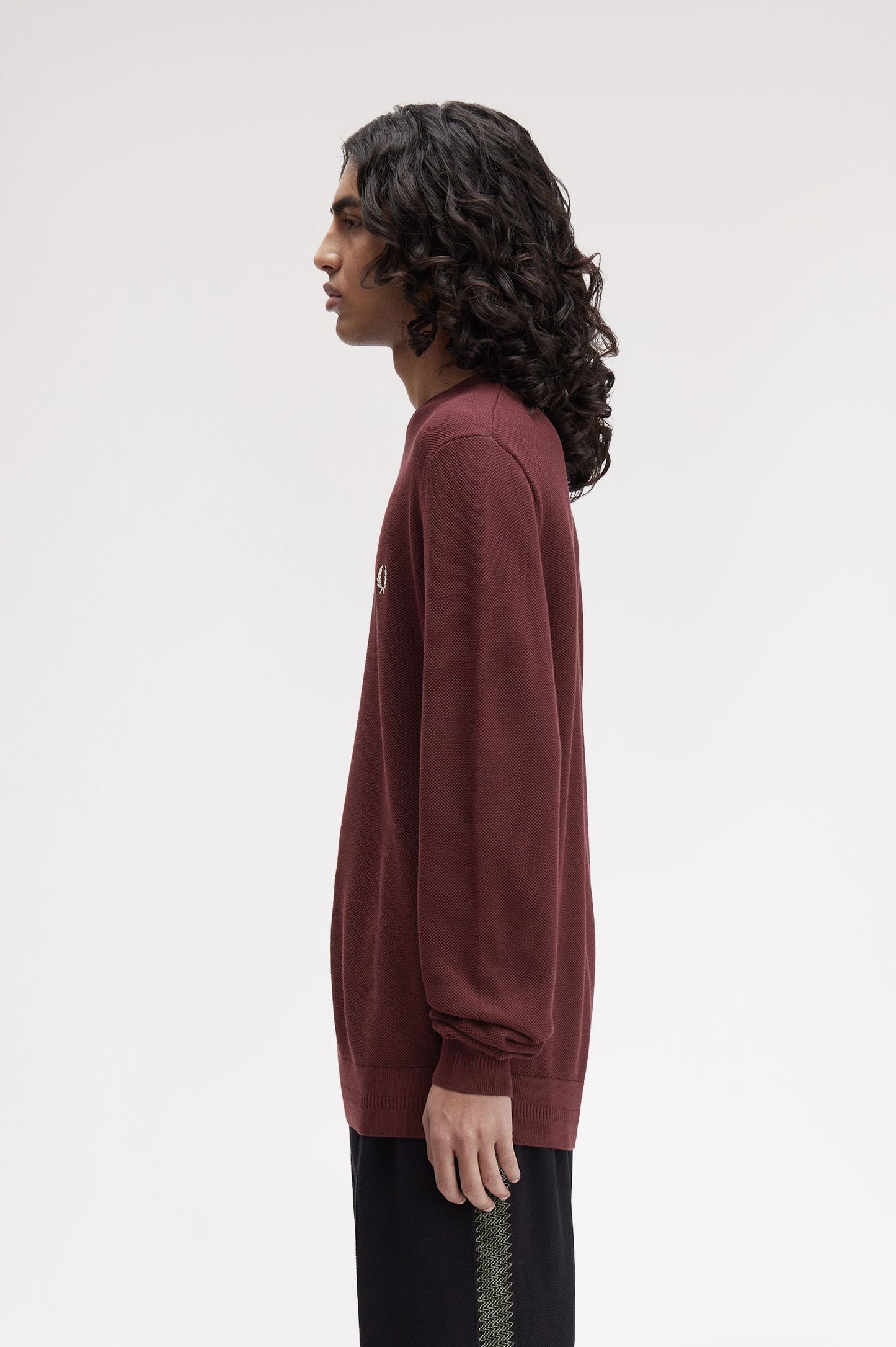 Fred Perry PIQUE STITCH JUMPER - Oxblood