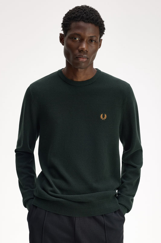 Fred Perry - PIQUE STITCH JUMPER - Night Green