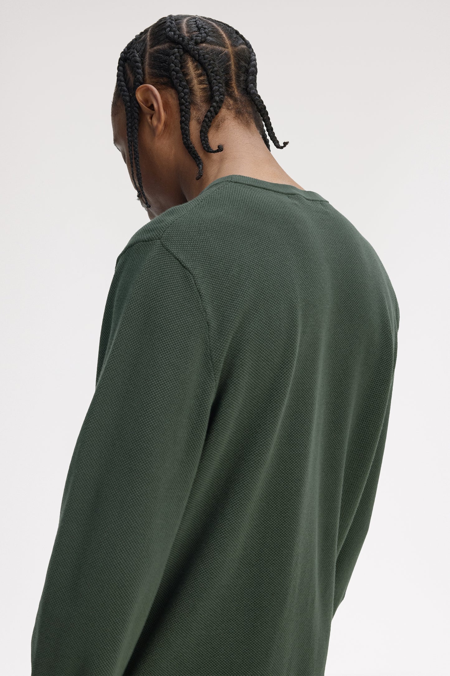 Fred Perry PIQUE STITCH JUMPER - Court Green