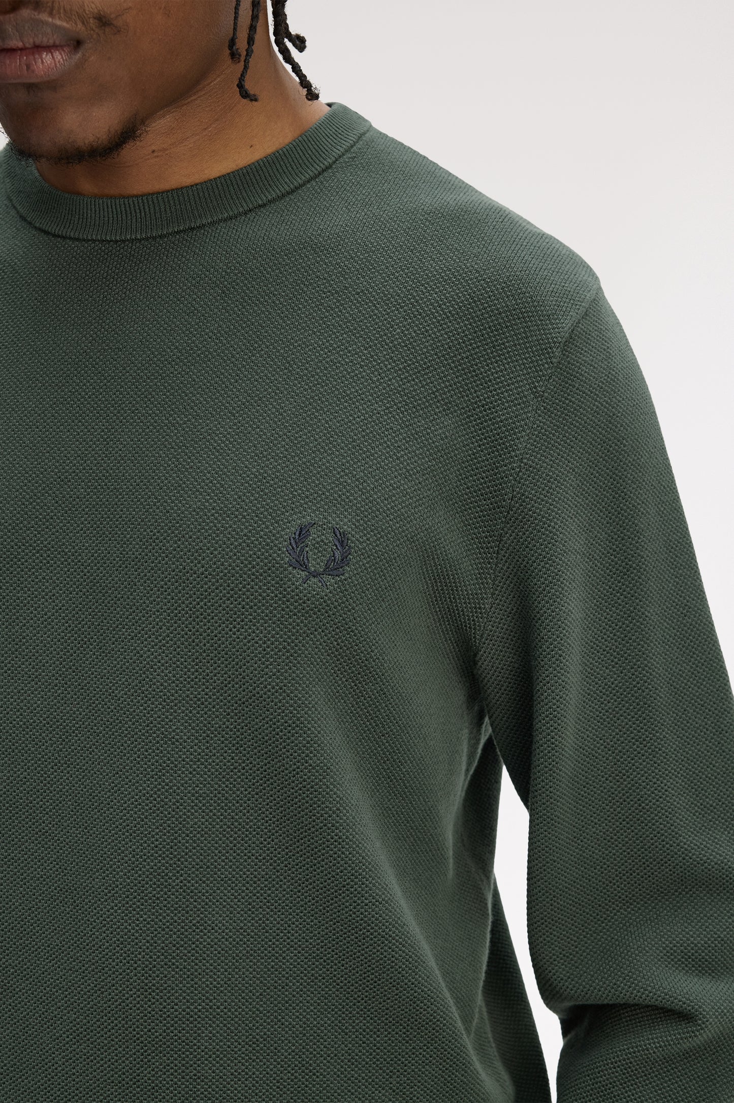 Fred Perry PIQUE STITCH JUMPER - Court Green
