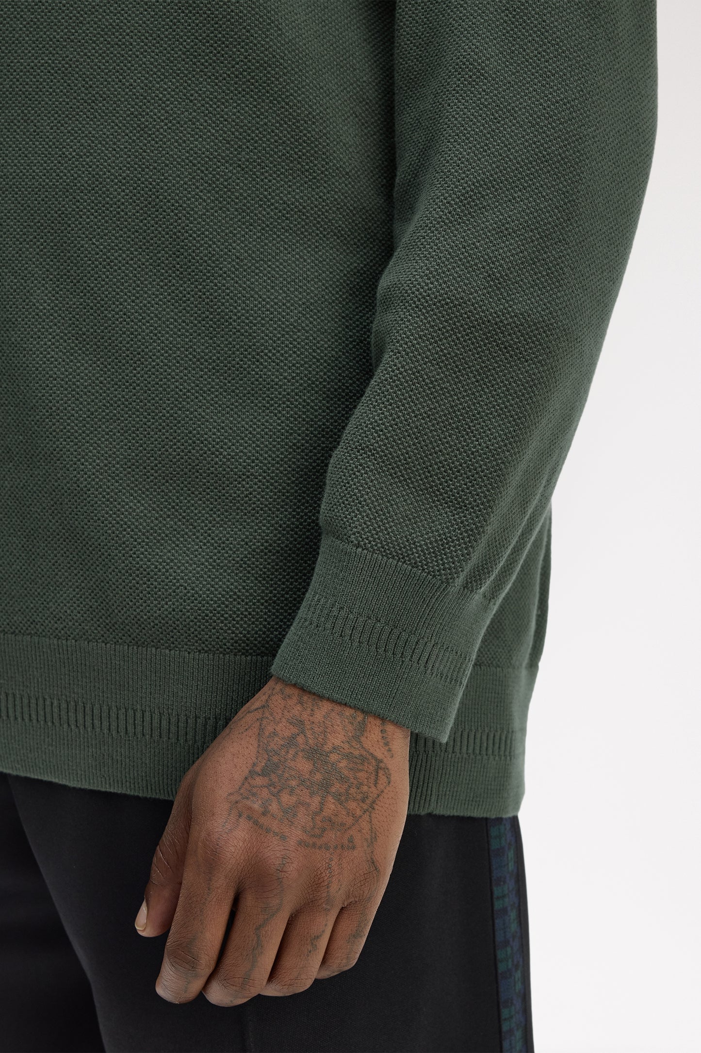 Fred Perry PIQUE STITCH JUMPER - Court Green