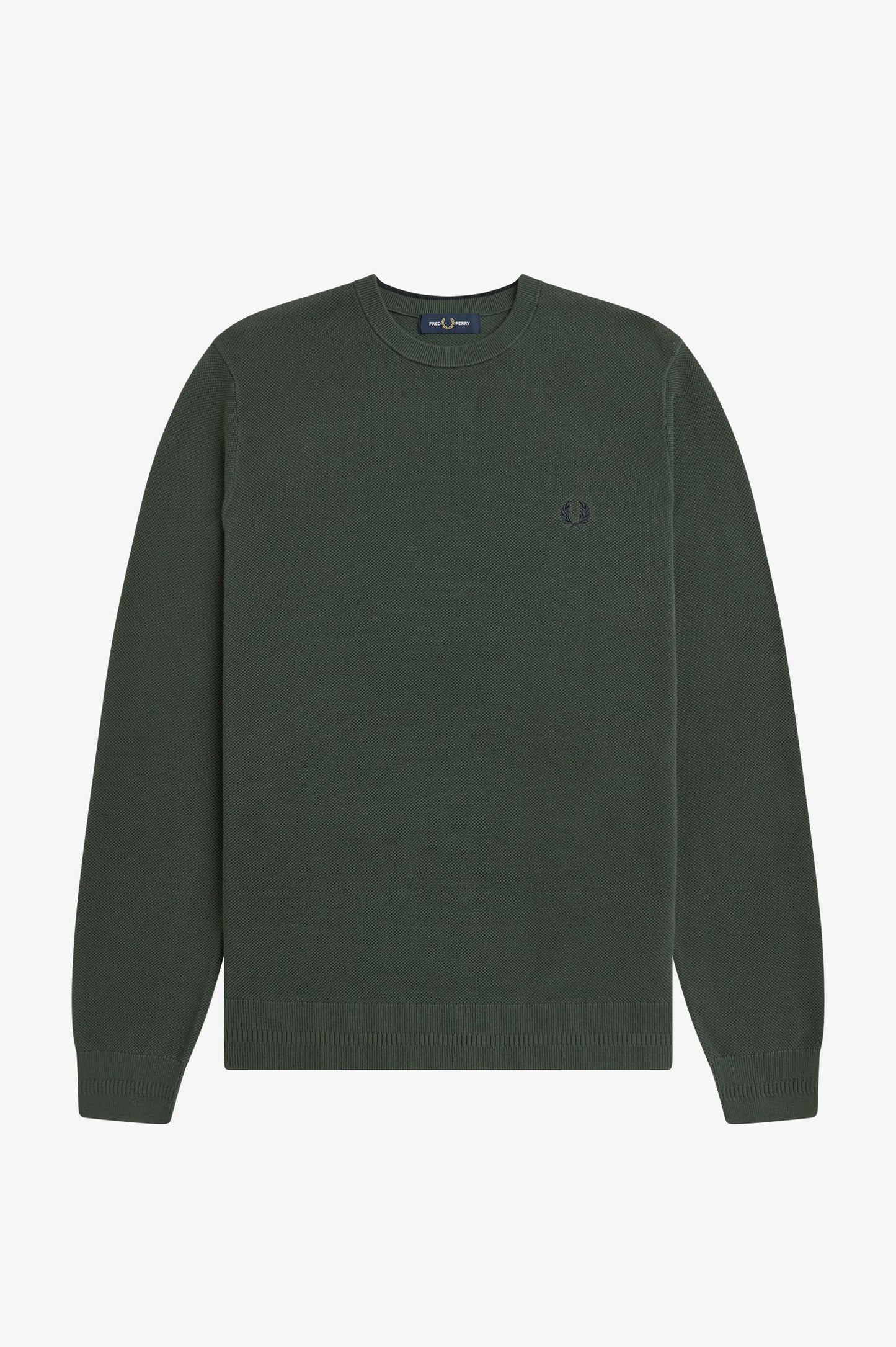 Fred Perry PIQUE STITCH JUMPER - Court Green