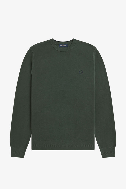 Fred Perry PIQUE STITCH JUMPER - Court Green