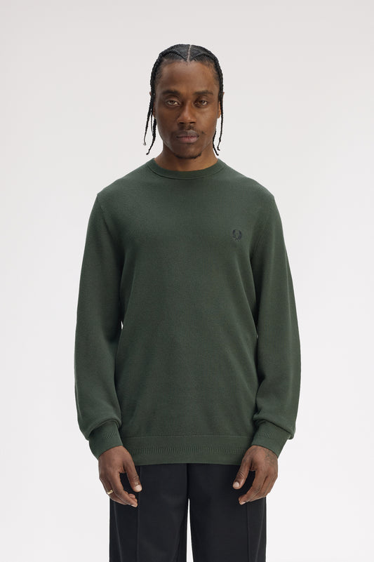 Fred Perry PIQUE STITCH JUMPER - Court Green