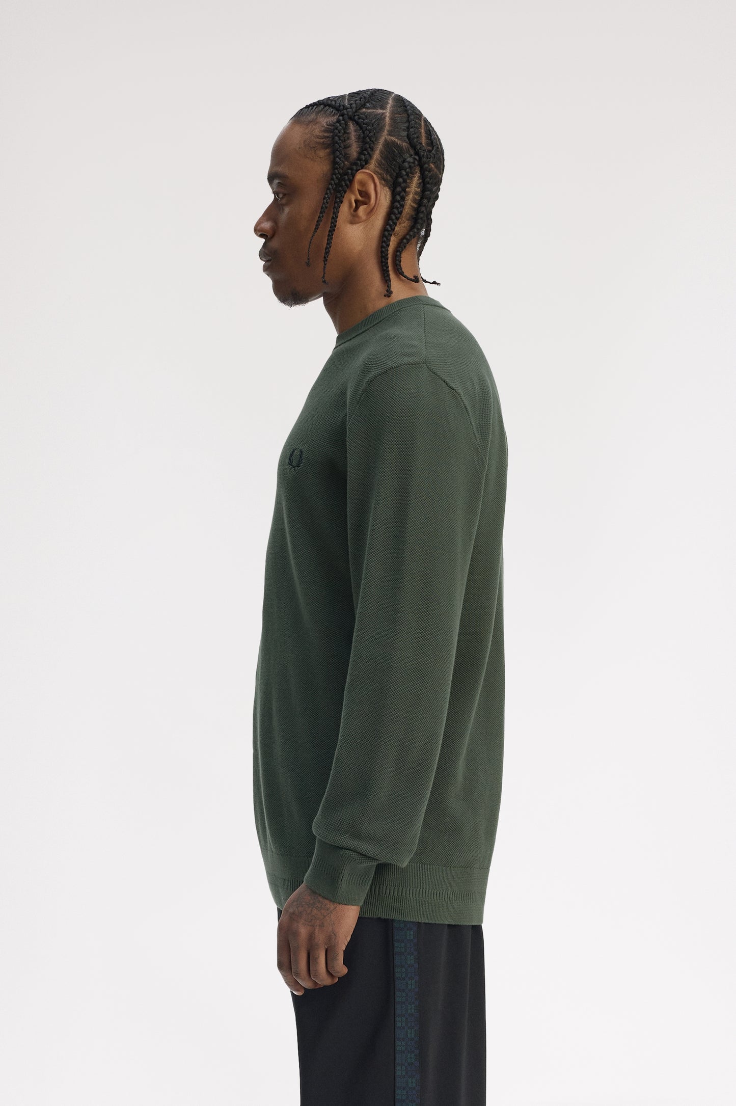 Fred Perry PIQUE STITCH JUMPER - Court Green
