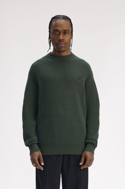 Fred Perry - LAMBSWOOL RAGLAN JUMPER - Court Green