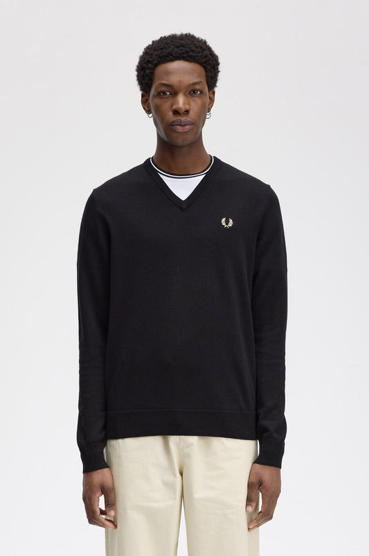 Fred Perry - CLASSIC V-NECK JUMPER - Black