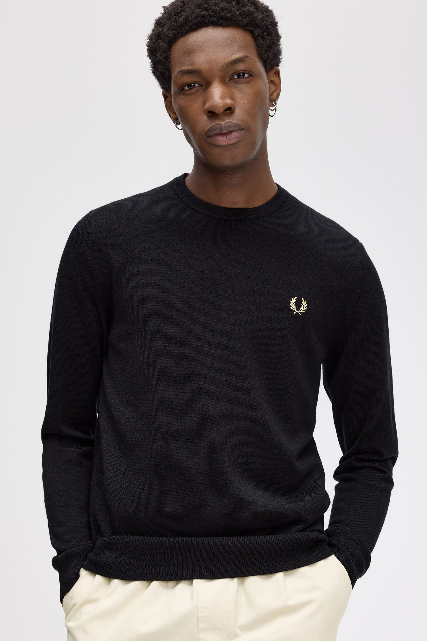 Fred Perry - CLASSIC CREW NECK JUMPER - Black
