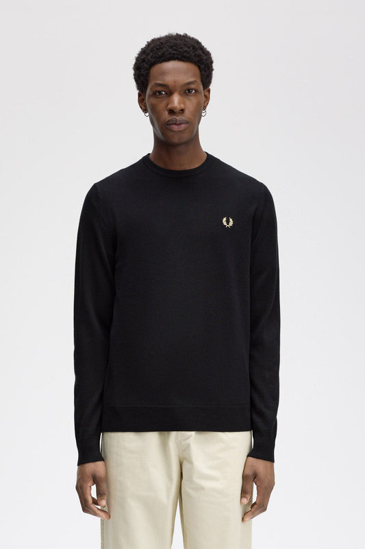 Fred Perry - CLASSIC CREW NECK JUMPER - Black