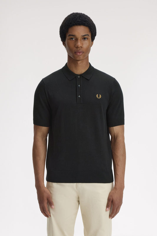 Fred Perry - SUPIMA COTTON KNITTED SHIRT - Black