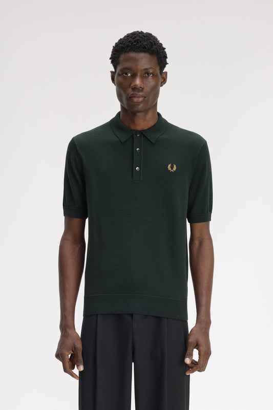 Fred Perry - COTTON KNITTED SHIRT - Night Green