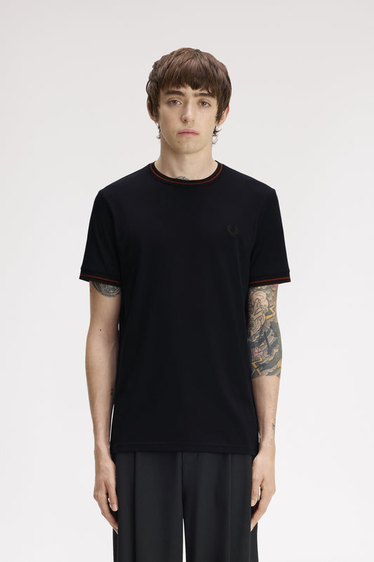 Fred Perry - TWIN TIPPED T-SHIRT - Navy/Brandy/Rich Brown