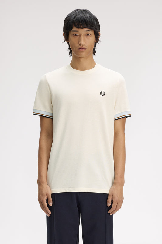 Fred Perry - TWIN TIPPED CUFF T-SHIRT - Ecru/Navy