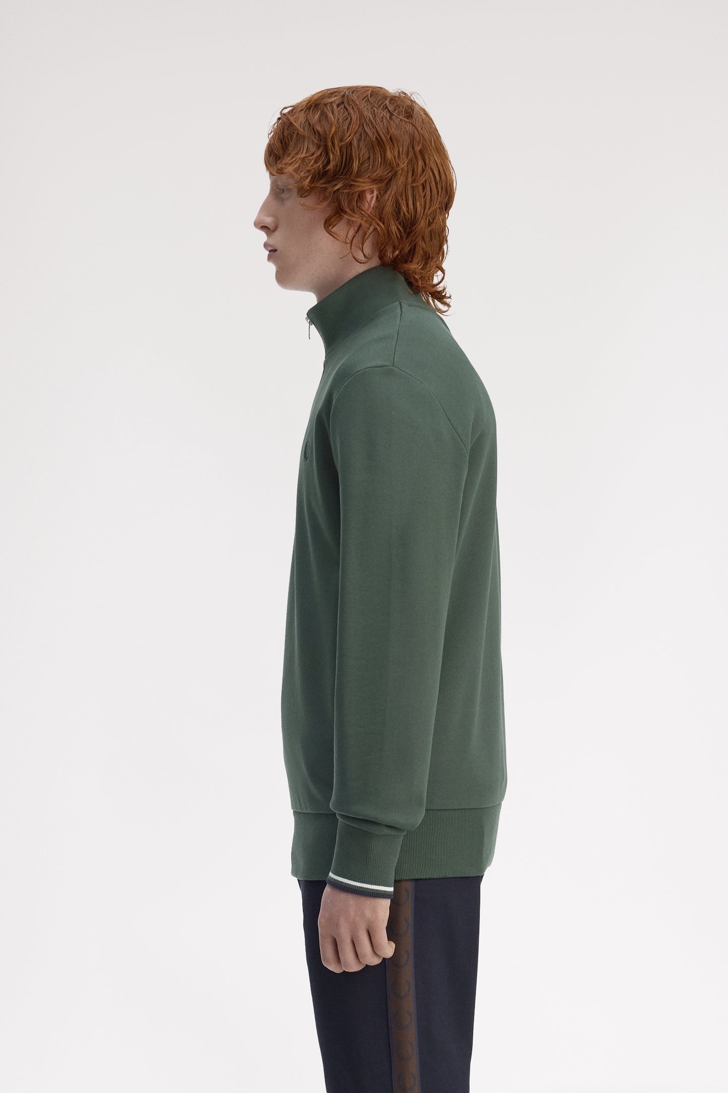Fred Perry - HALF ZIP SWEATSHIRT - Courtgreen/Snowhite/Navy