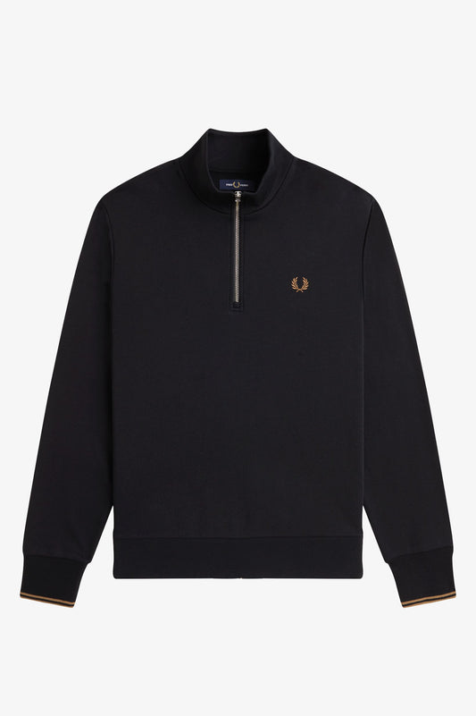 Fred Perry - HALF ZIP SWEATSHIRT - Black/Shadedstone