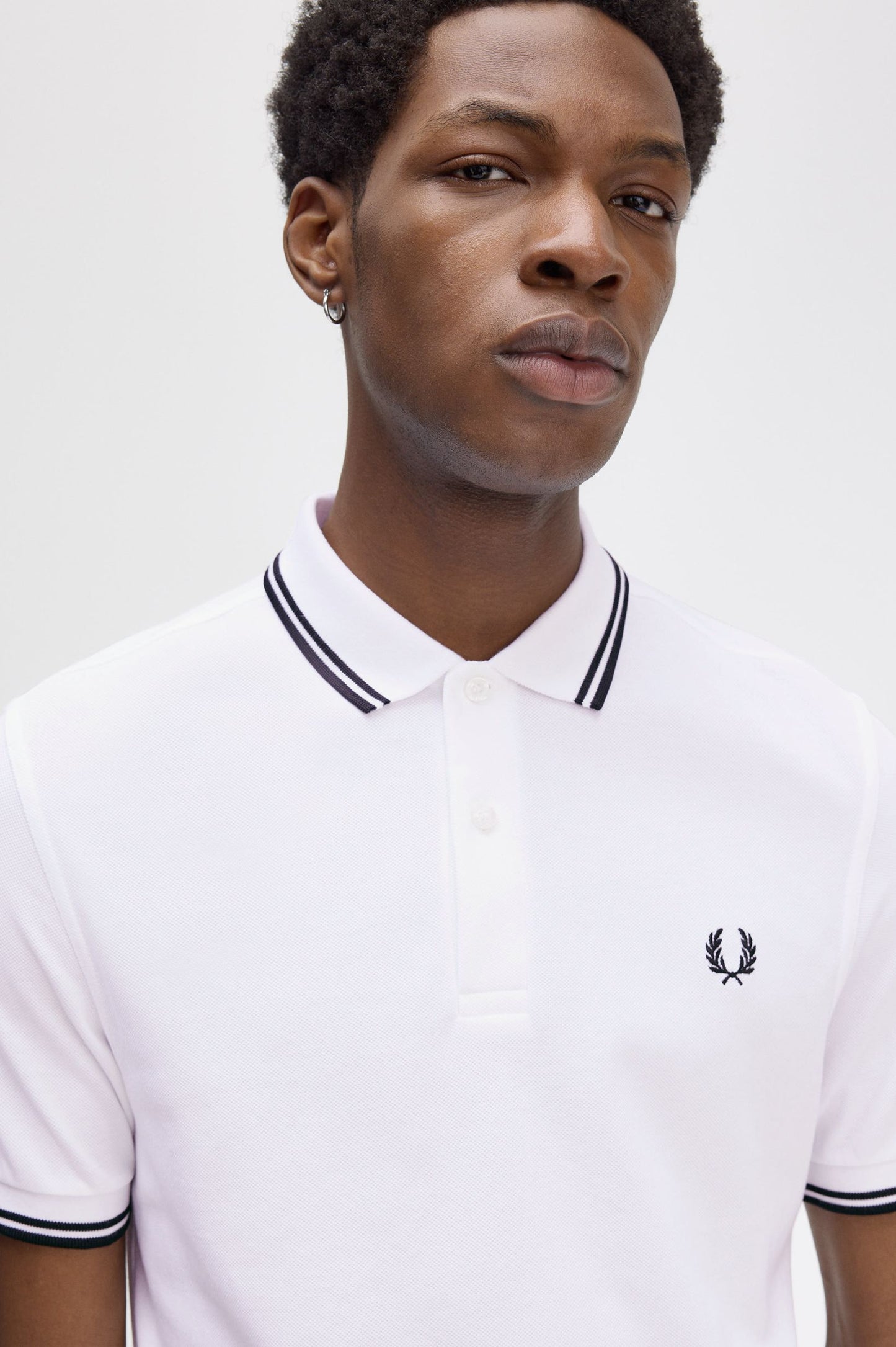 Fred Perry - TWIN TIPPED POLO SHIRT - White/Black/Black