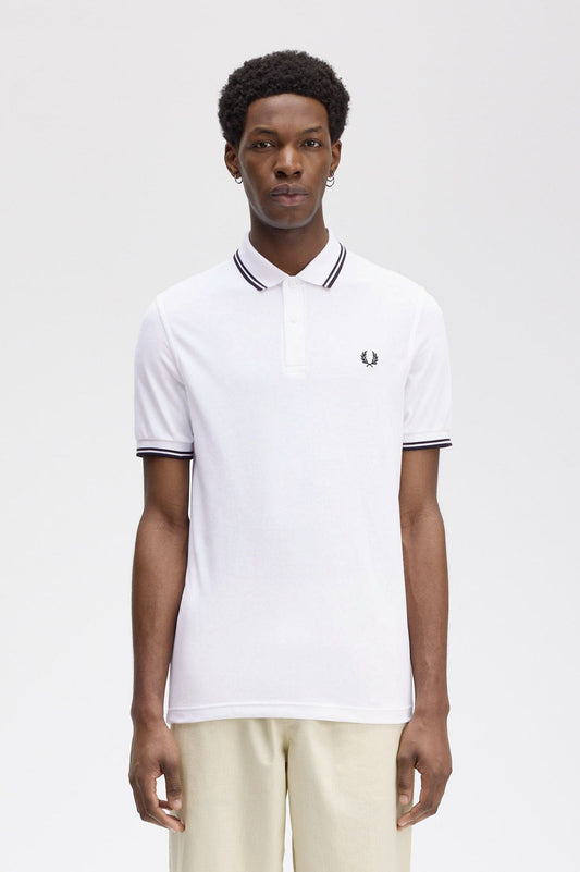 Fred Perry - TWIN TIPPED POLO SHIRT - White/Black/Black