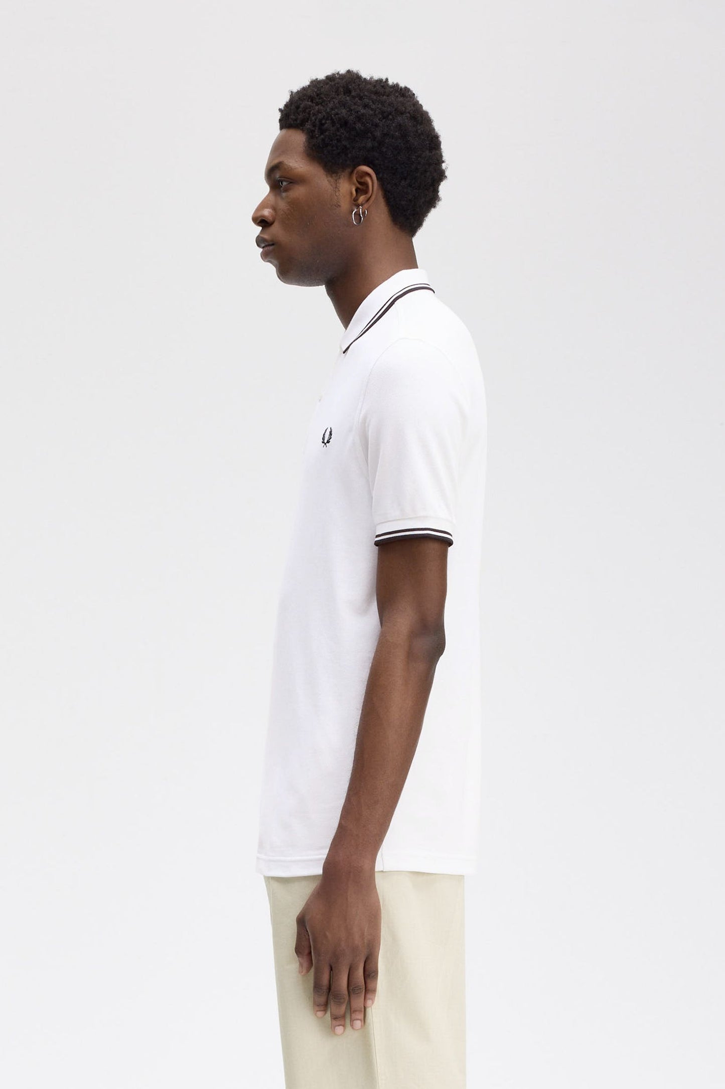 Fred Perry - TWIN TIPPED POLO SHIRT - White/Black/Black