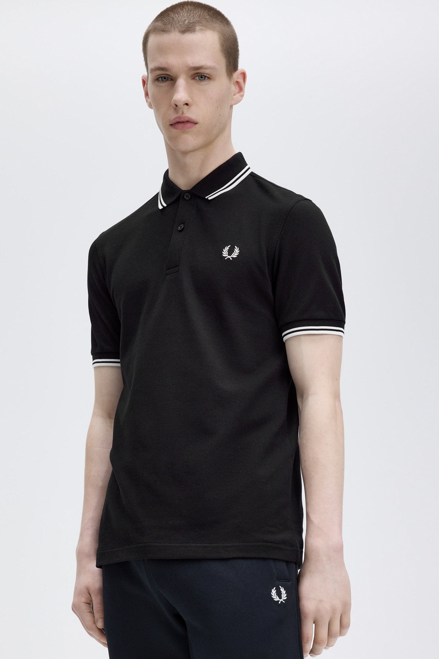Fred Perry - TWIN TIPPED POLO SHIRT - Black/White/White