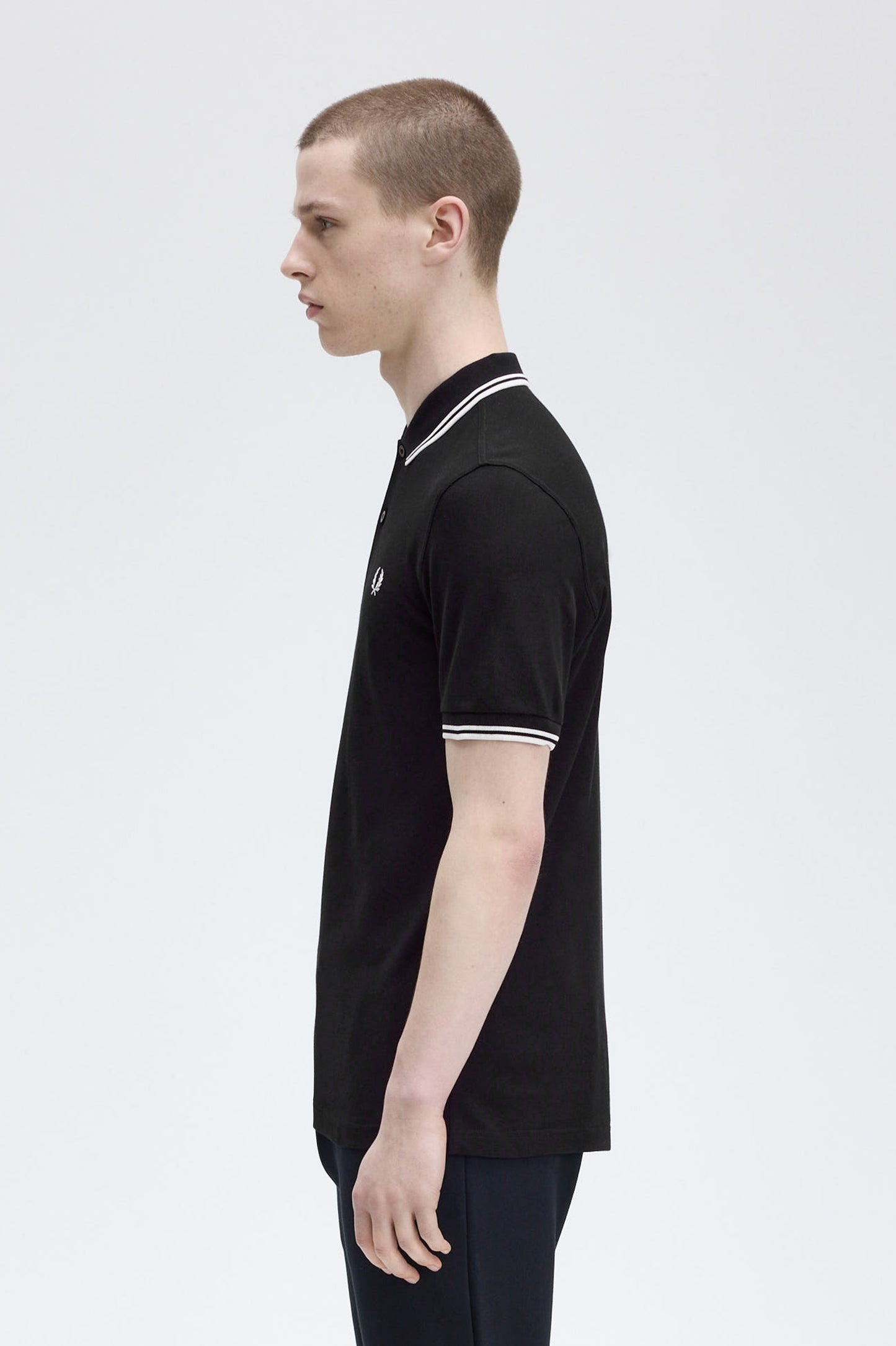 Fred Perry - TWIN TIPPED POLO SHIRT - Black/White/White