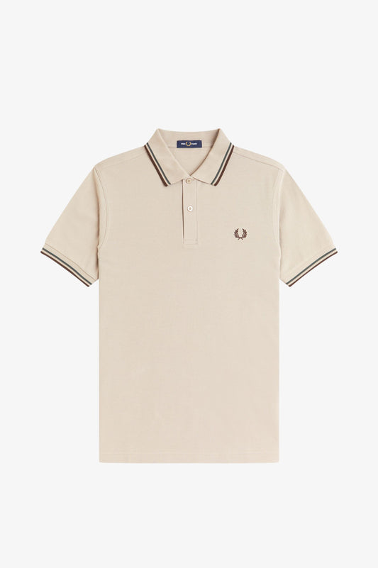 Fred Perry - TWIN TIPPED POLO SHIRT - Warmoat/Courtgreen/Browntobacco