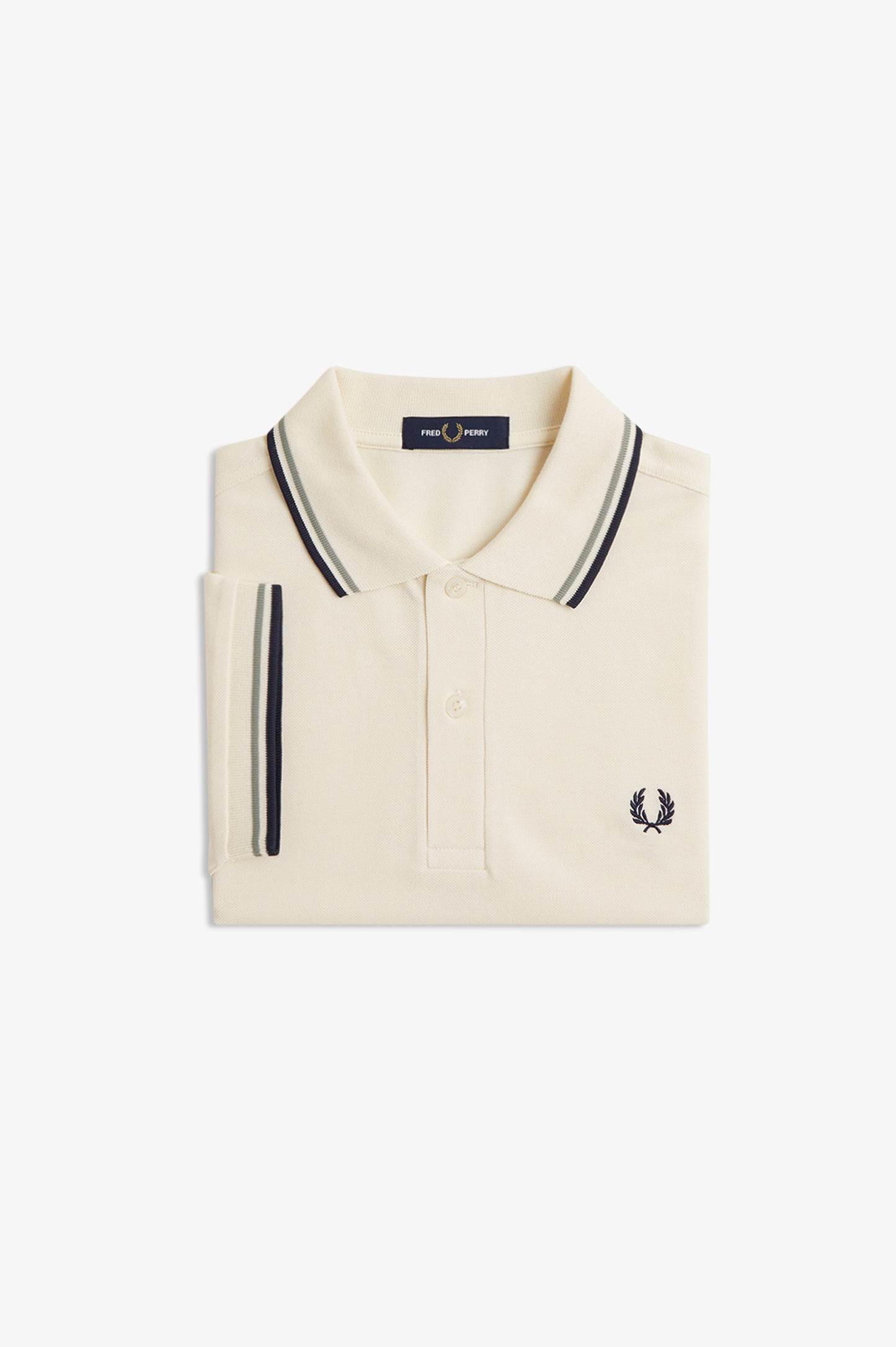 Fred Perry - TWIN TIPPED FRED PERRY SHIRT - Ecru/Seagrass/Dark Airfare