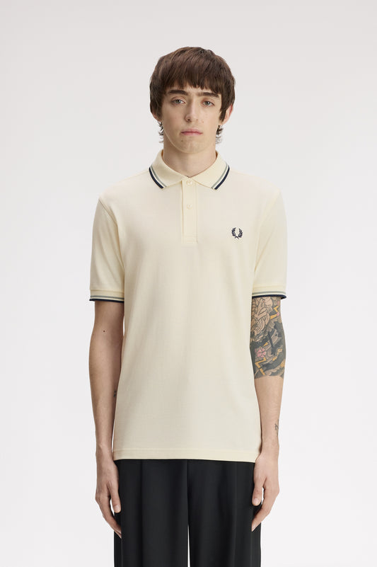 Fred Perry - TWIN TIPPED FRED PERRY SHIRT - Ecru/Seagrass/Dark Airfare