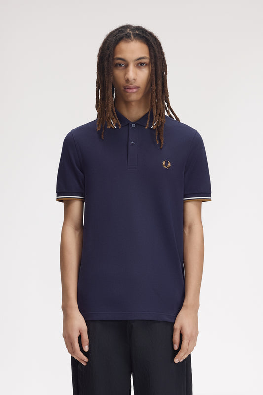 Fred Perry - TWIN TIPPED FRED PERRY SHIRT - Twilight Navy/Snow White/Dark Caramel