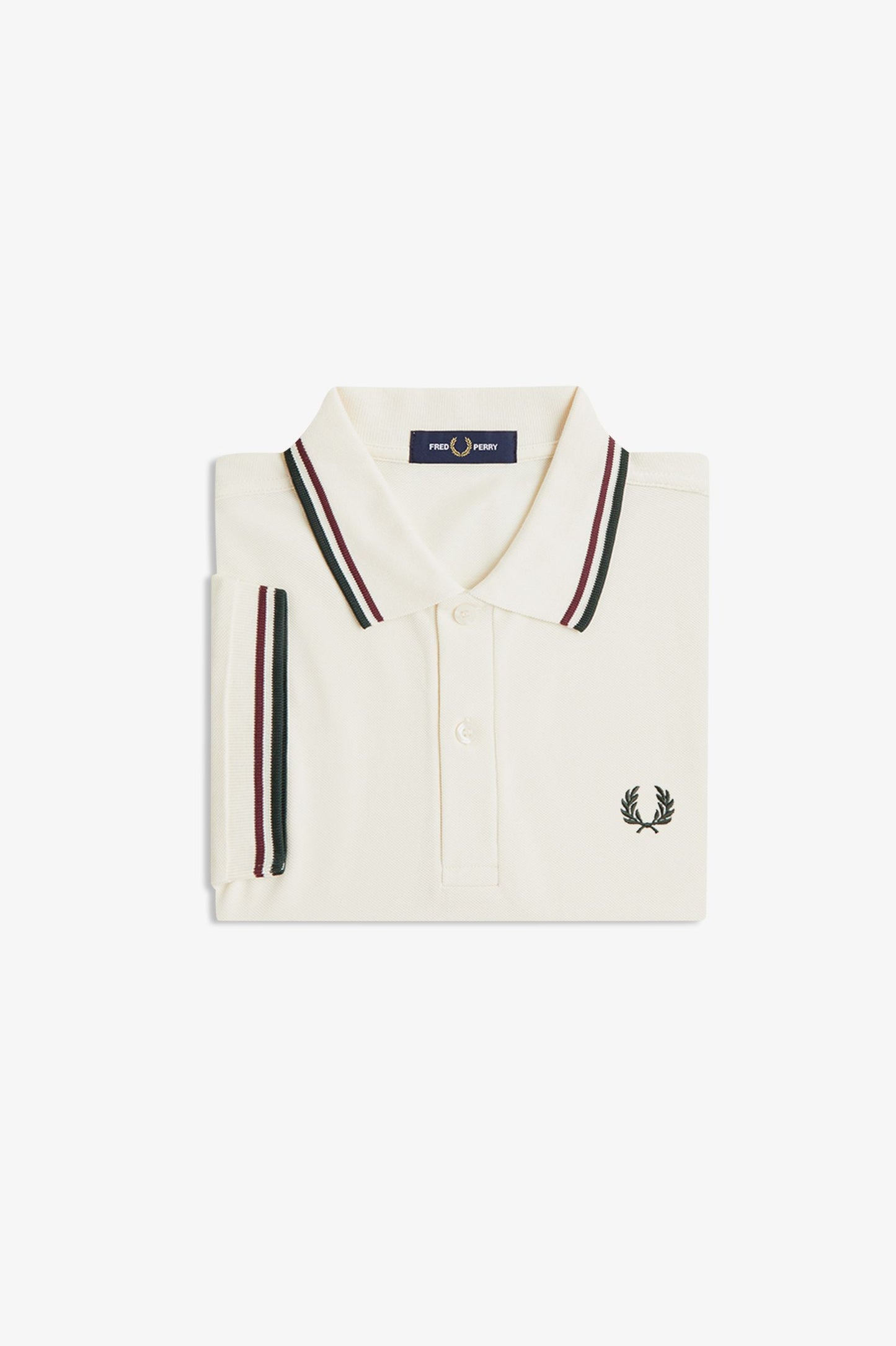 Fred Perry - TWIN TIPPED FRED PERRY SHIRT - Ecru/Oxblood/Grassroots